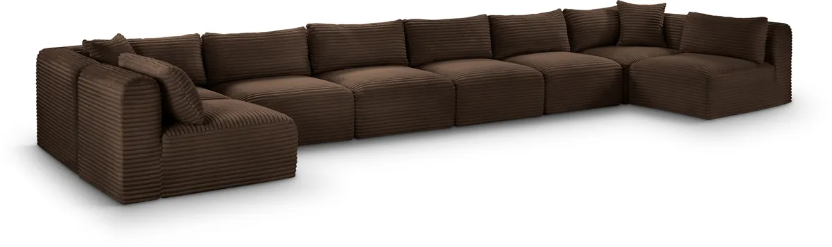 Shaggy - 8 Piece Modular U-Shaped Armless Sectional - Brown