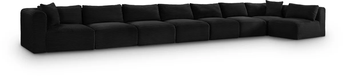 Shaggy - 8 Piece Modular Sectional - Black