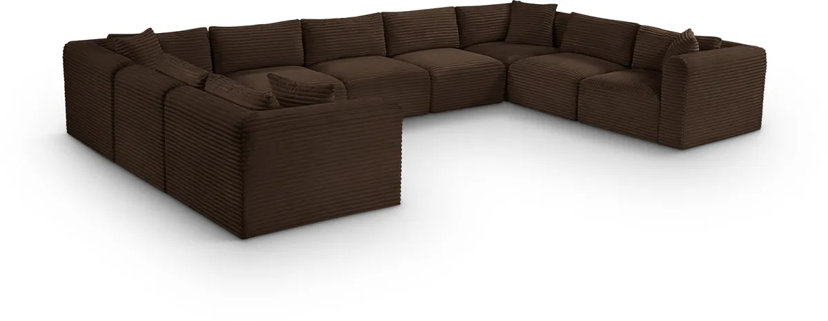 Shaggy - 9 Piece Modular U-Shaped Sectional - Brown