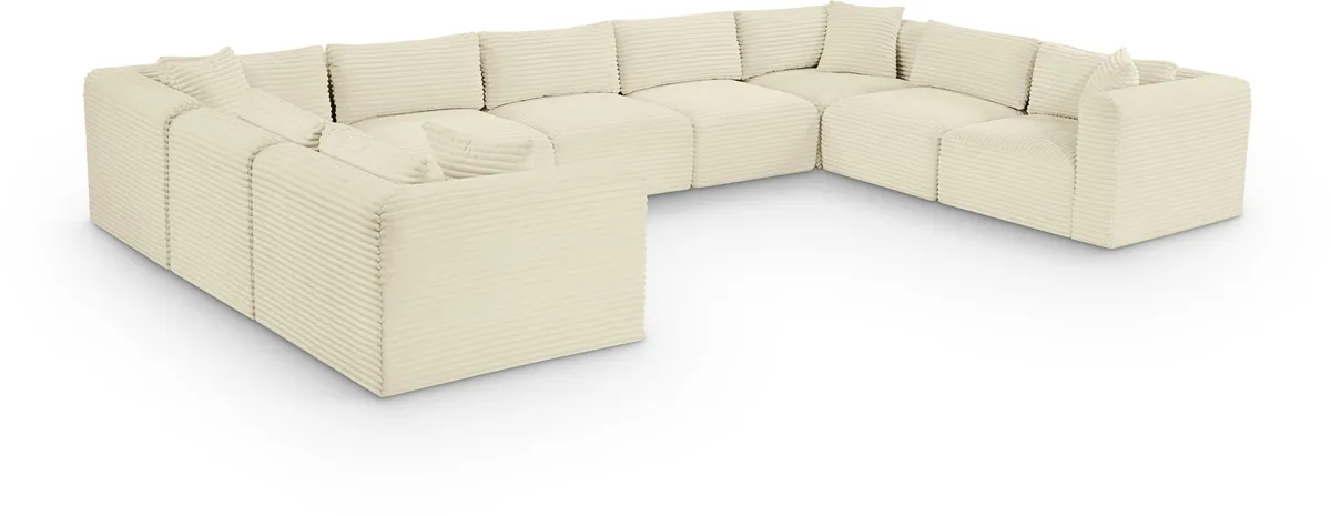 Shaggy - 9 Piece Modular U-Shaped Sectional - Cream