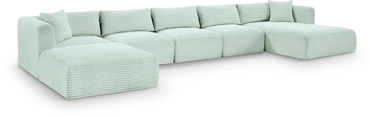 Shaggy - 6 Piece Modular Sectional With Chaise And Ottoman - Mint