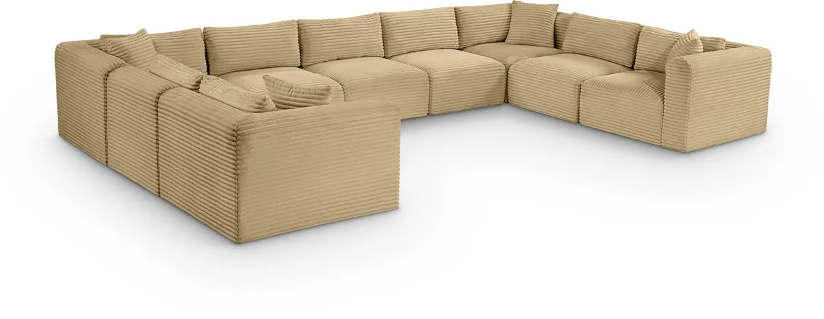 Shaggy - 9 Piece ModularU-Shaped Sectional - Camel