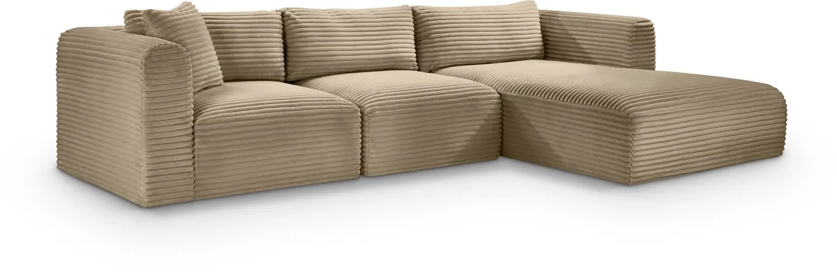 Shaggy - 3 Piece Modular Sectional - Taupe