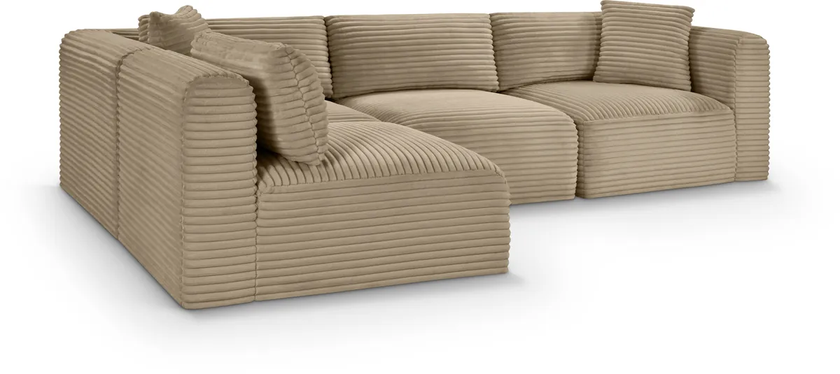 Shaggy - 4 Piece Modular Corner Sectional - Taupe