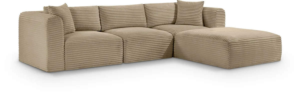 Shaggy - 4 Piece Modular Sectional - Taupe