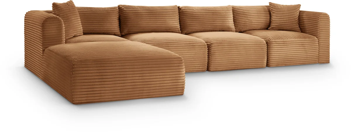 Shaggy - 5 Piece Modular Sectional With Ottoman - Saddle