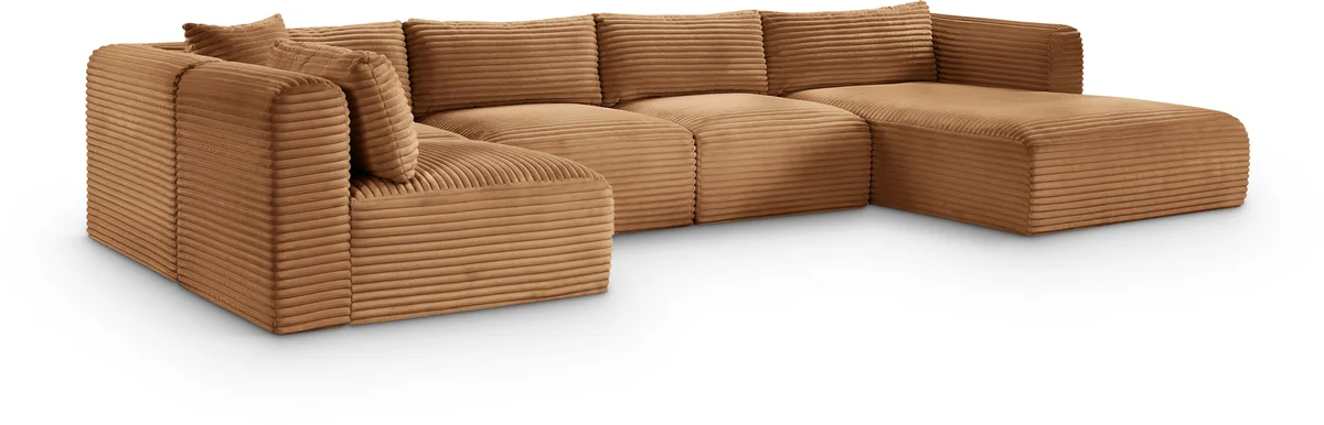 Shaggy - 5 Piece Modular U-Shaped Sectional - Saddle