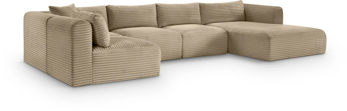 Shaggy - 5 Piece Modular U-Shaped Sectional - Taupe