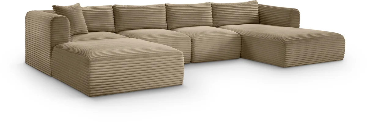 Shaggy - 5 Piece Modular Sectional With Chaise And Ottoman - Taupe