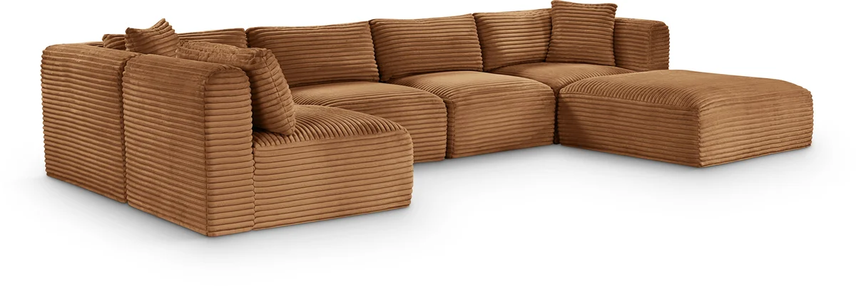 Shaggy - 6 Piece Modular U-Shaped Sectional - Saddle