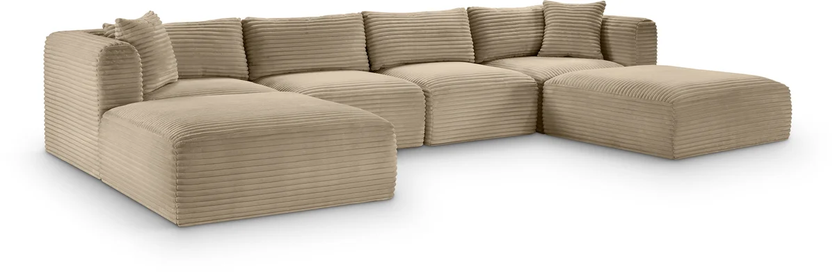 Shaggy - 6 Piece Modular Sectional With 2 Ottomans - Taupe