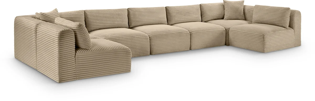 Shaggy - 7 Piece Modular U-Shaped Armless Sectional - Taupe