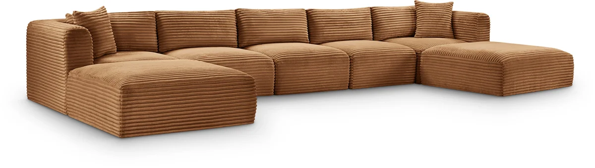 Shaggy - 7 Piece Modular Sectional With 2 Ottomans - Saddle