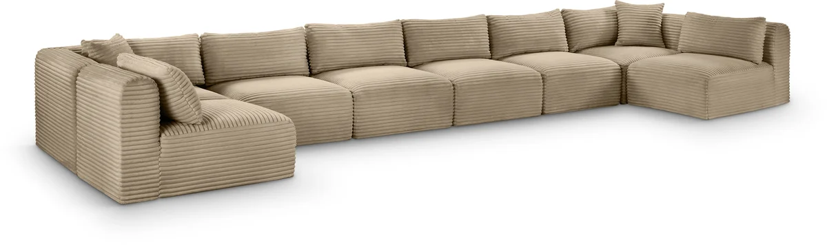Shaggy - 8 Piece Modular U-Shaped Armless Sectional - Taupe