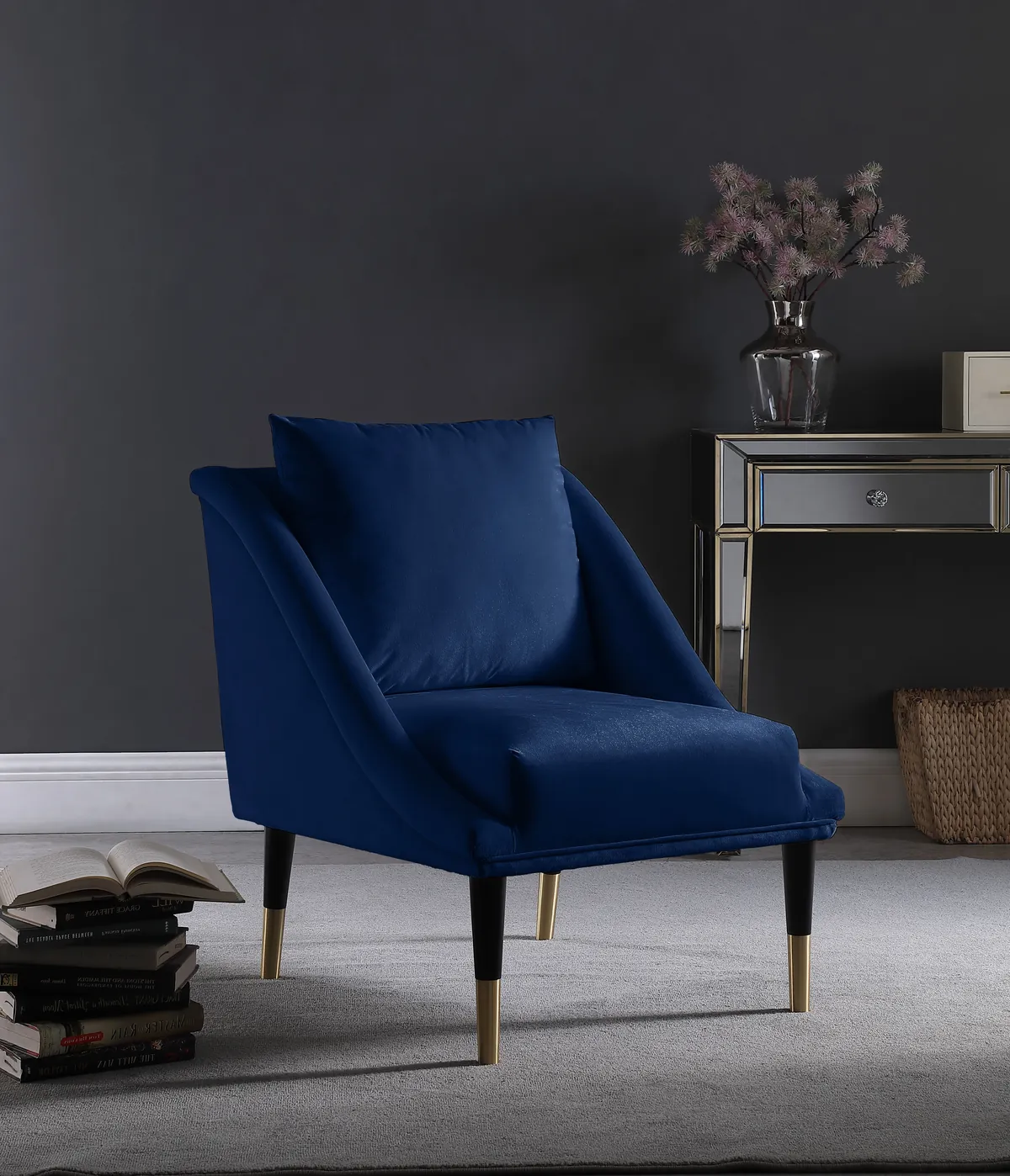 Elegante - Accent Chair - Navy - View 2