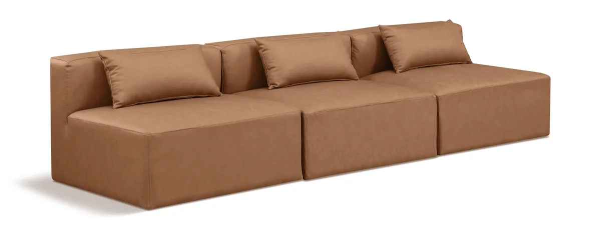 Cube - Modular 3 Seat Armless Sofa - Brown
