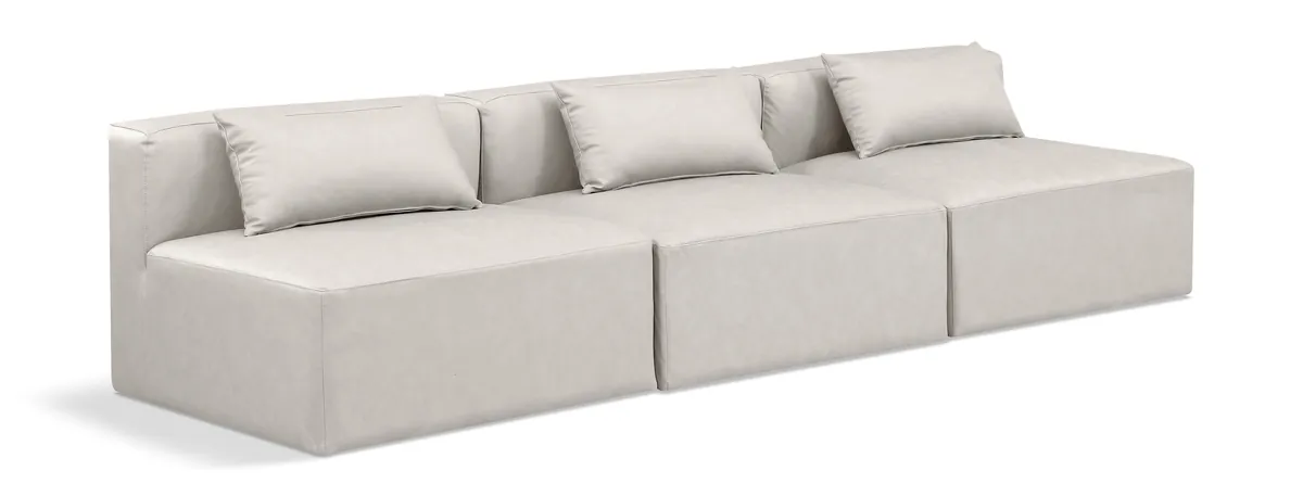 Cube - Modular 3 Seat Armless Sofa - Cream