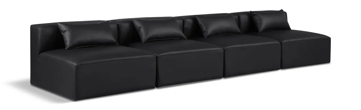 Cube - Modular 4 Seat Armless Sofa - Black