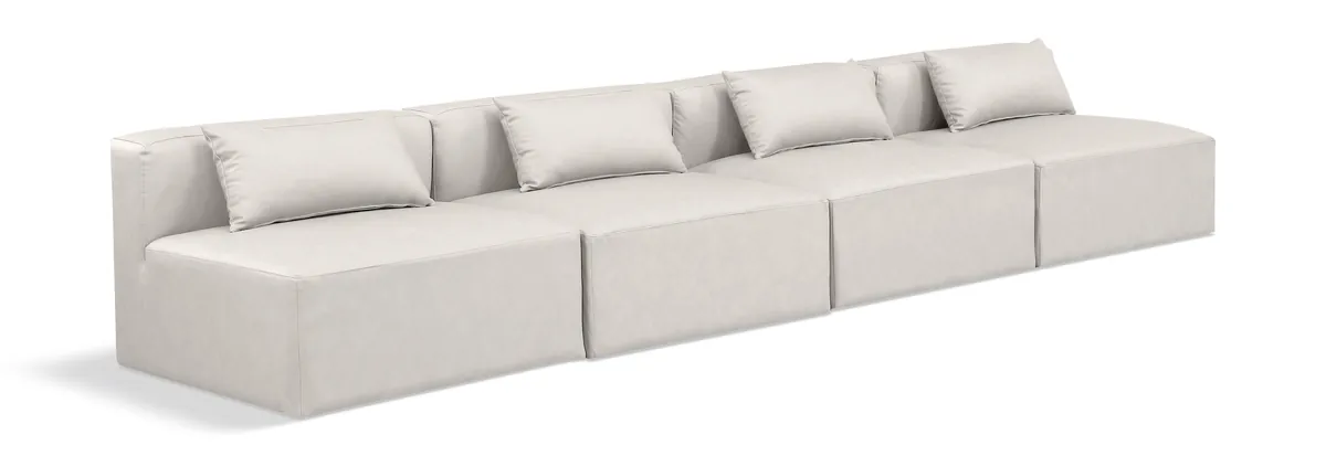 Cube - Modular 4 Seat Armless Sofa - Cream