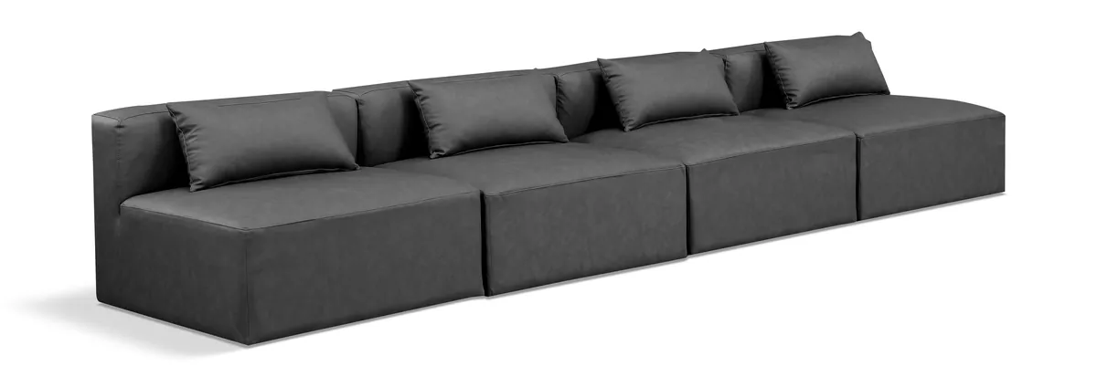 Cube - Modular 4 Seat Armless Sofa - Charcoal Gray