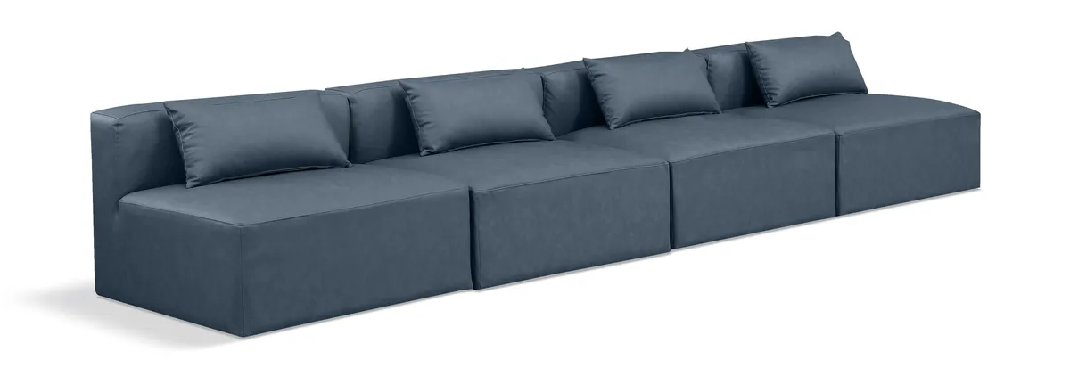 Cube - Modular 4 Seat Armless Sofa - Navy Blue