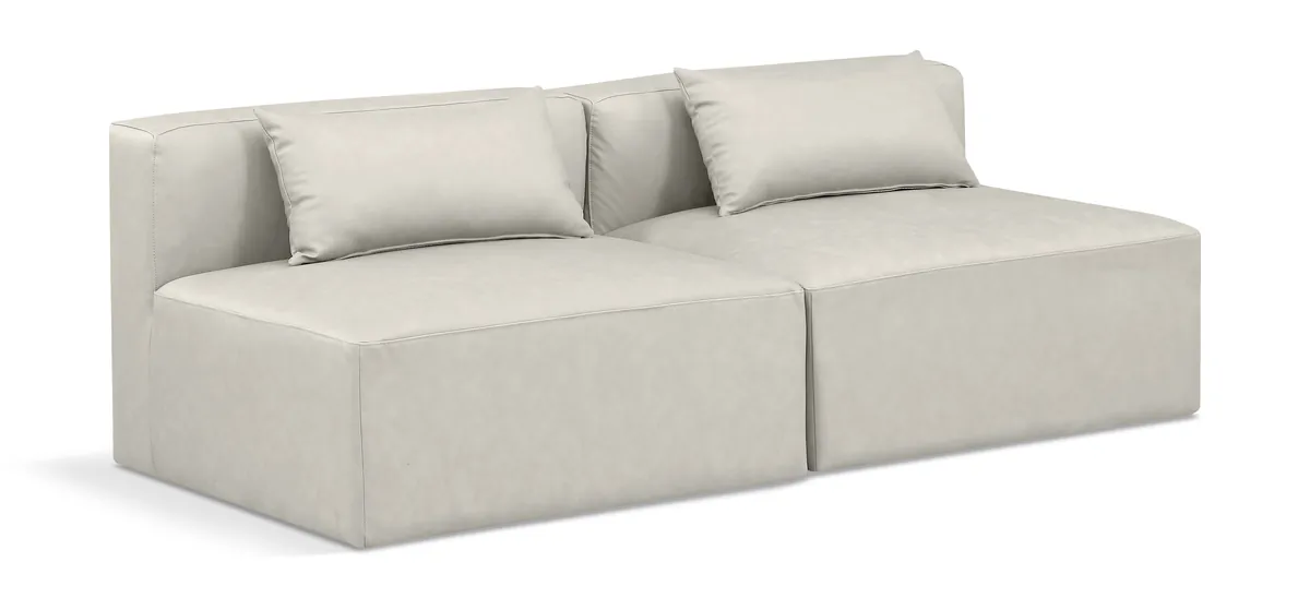 Cube - Modular 2 Seat Armless Sofa - White
