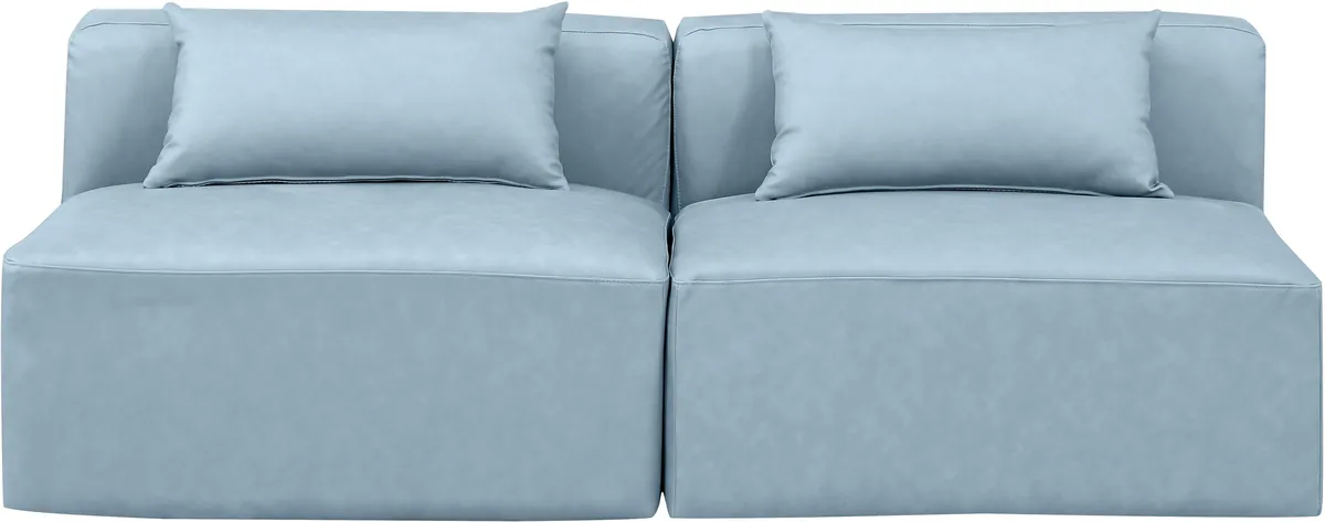 Cube - Modular 2 Seat Armless Sofa - Light Blue - View 2