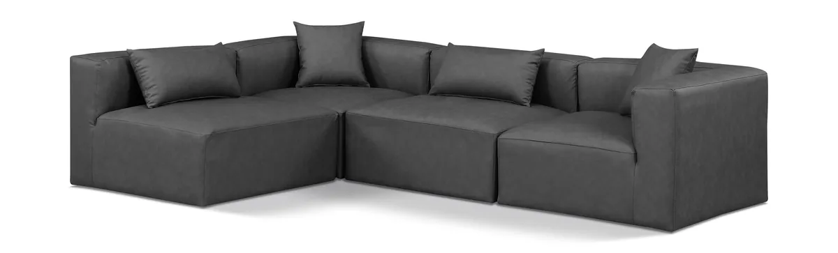 Cube - 4 Piece Modular Corner Sectional - Charcoal Gray