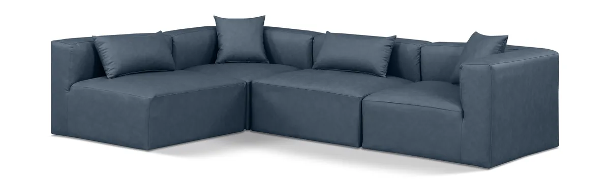 Cube - 4 Piece Modular Corner Sectional - Navy Blue