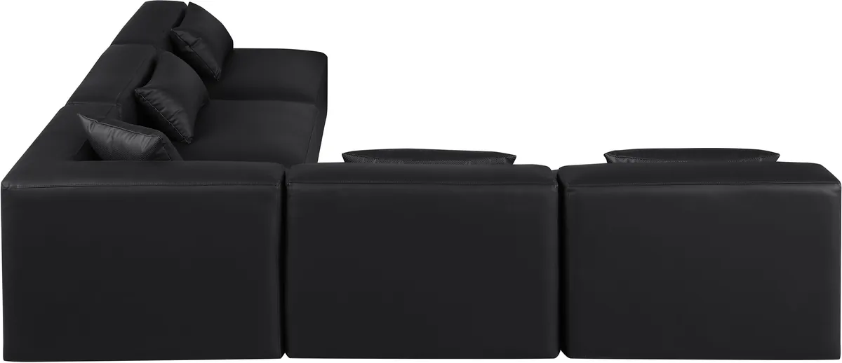 Cube - 5 Piece Modular Corner Armless Sectional - Black