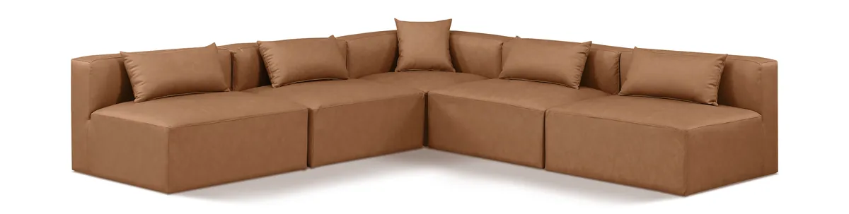 Cube - 5 Piece Modular Corner Armless Sectional - Brown