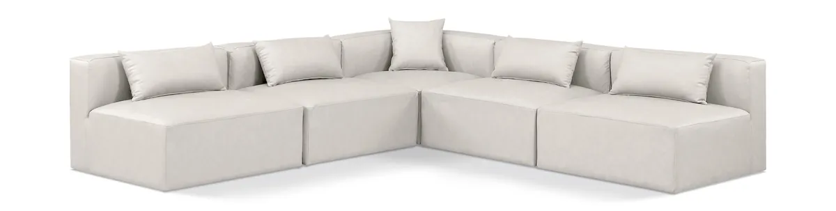 Cube - 5 Piece Modular Corner Armless Sectional - Cream