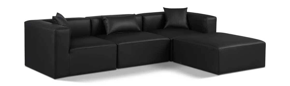 Cube - 4 Piece Modular Sectional With Chaise - Black