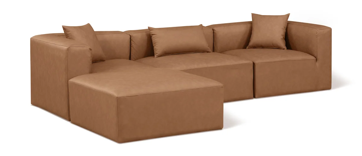 Cube - 4 Piece Modular Sectional With Chaise - Brown