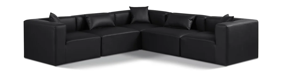 Cube - 5 Piece Modular Corner Sectional - Black