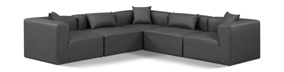 Cube - 5 Piece Modular Corner Sectional - Charcoal Gray
