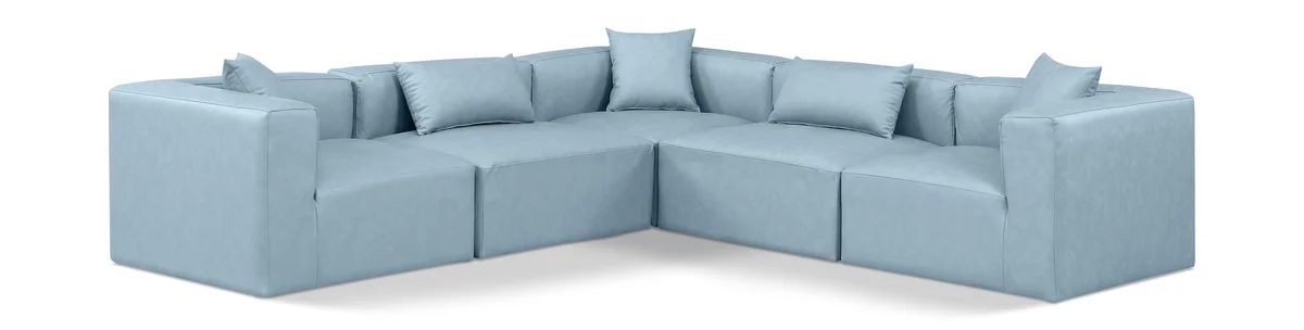 Cube - 5 Piece Modular Corner Sectional - Light Blue
