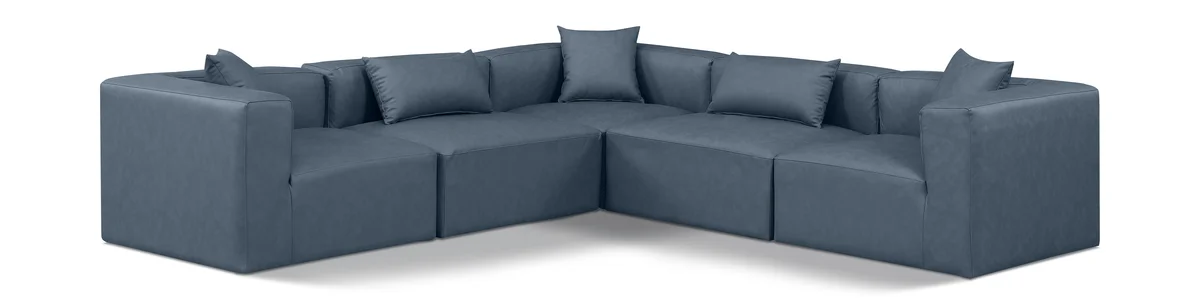 Cube - 5 Piece Modular Corner Sectional - Navy Blue