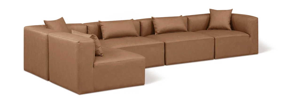 Cube - 5 Piece Modular Sectional - Brown
