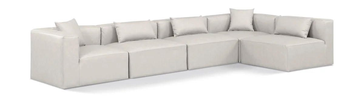 Cube - 5 Piece Modular Sectional - Cream