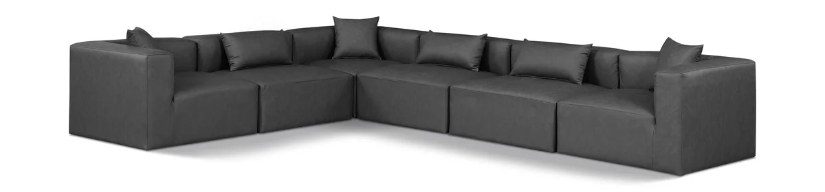 Cube - 6 Piece Modular Corner Sectional - Charcoal Gray