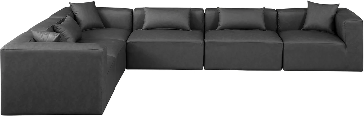 Cube - 6 Piece Modular Corner Sectional - Charcoal Gray - View 2