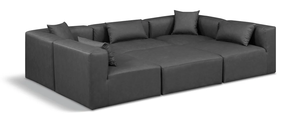 Cube - 6 Piece Modular Sectional - Charcoal Gray