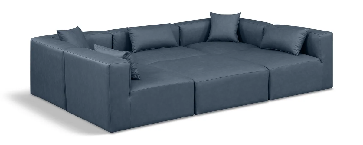 Cube - 6 Piece Modular Sectional - Navy Blue