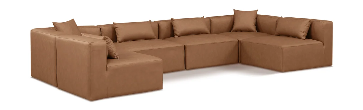 Cube - 6 Piece Modular Armless Sectional - Brown
