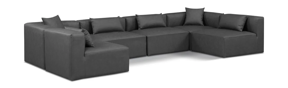 Cube - 6 Piece Modular Armless Sectional - Charcoal Gray