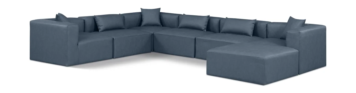 Cube - 7 Piece Modular Sectional - Navy Blue