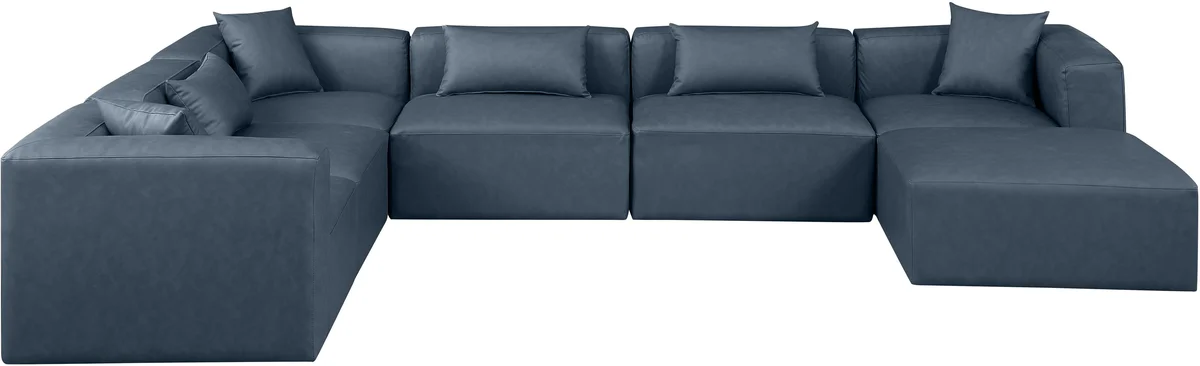 Cube - 7 Piece Modular Sectional - Navy Blue - View 2
