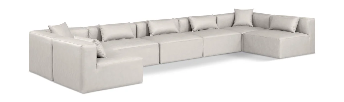 Cube - 7 Piece Modular U-Shaped Sectional - Cream