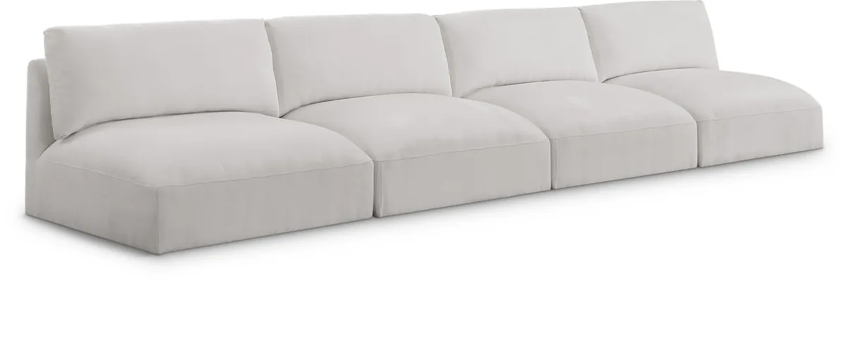 Ease - 4 Seat Modular Armless Sofa - Cream